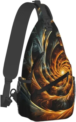 Sling Bag Crossbody Backpack for Men Women Yellow Abstract Spiral Pattern Chest Bag Crossbody Bag for Travel Sport Running