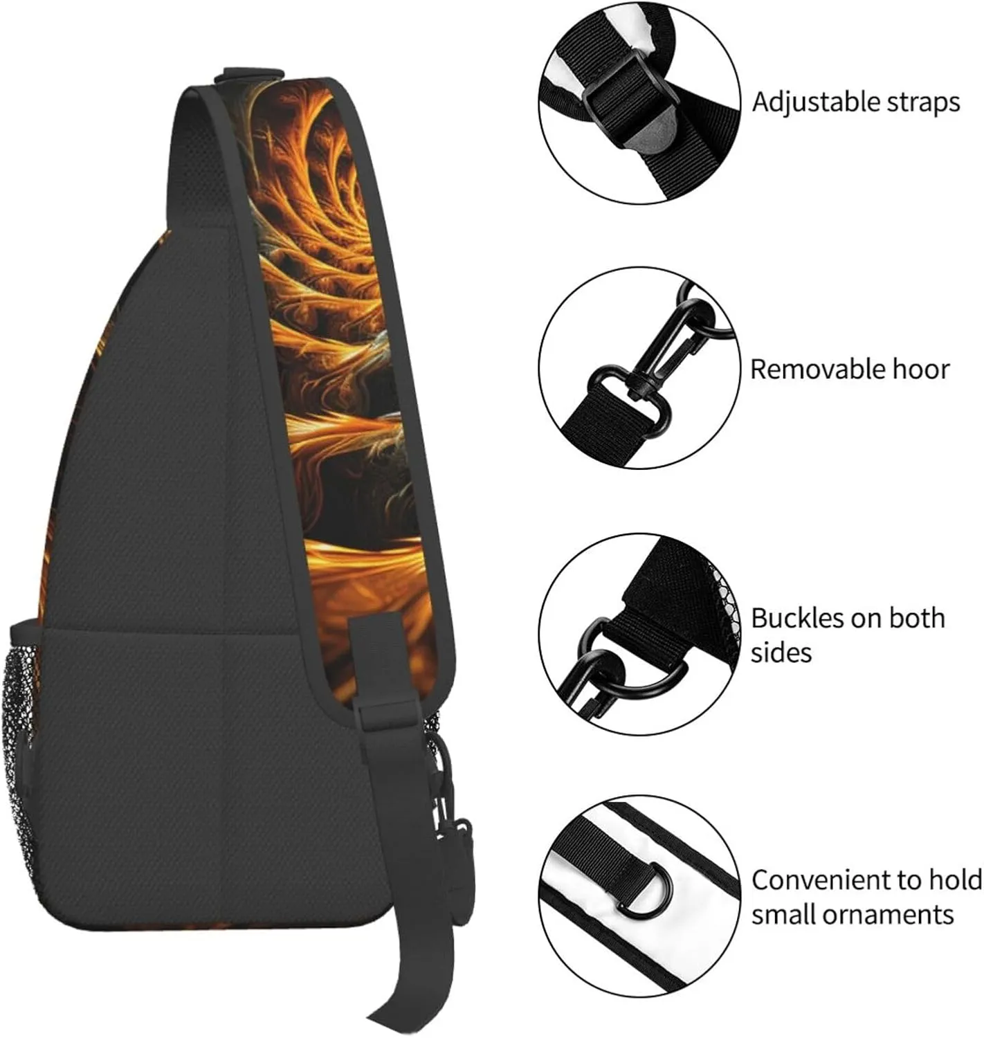 Sling Bag Crossbody Backpack for Men Women Yellow Abstract Spiral Pattern Chest Bag Crossbody Bag for Travel Sport Running