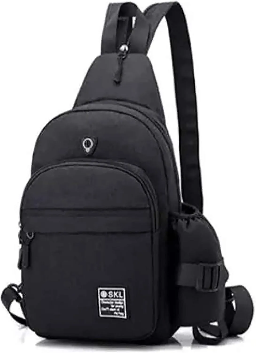 Sling Bag Crossbody Shoulder Multipurpose Casual Daypacks with Earphone Hole for Men Women - Black