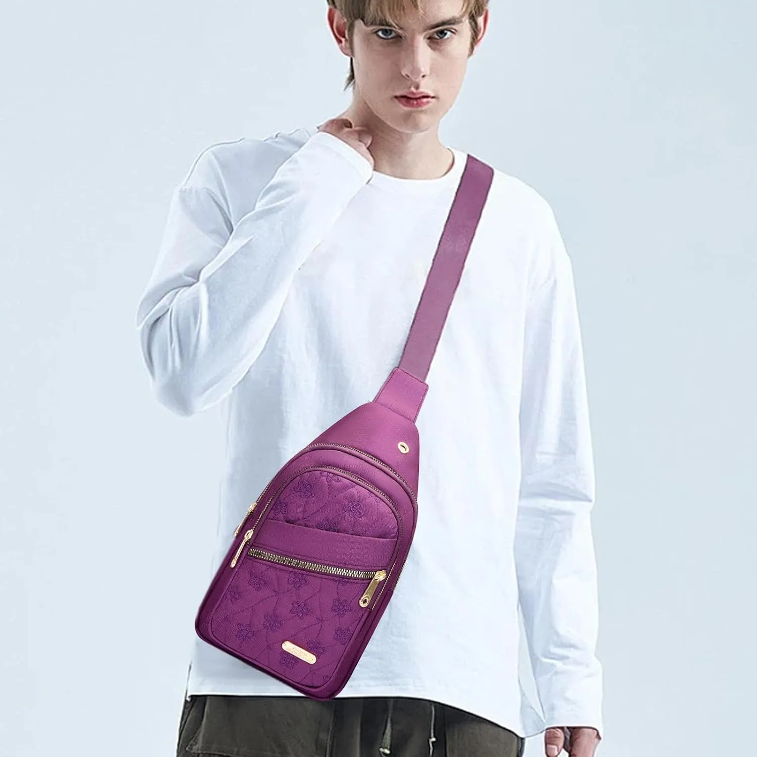 Sling Bag Crossbody Sling Backpack Chest Bag Shoulder Backpack Multipurpose Crossbody Shoulder Bag for Man, Women (Purple)