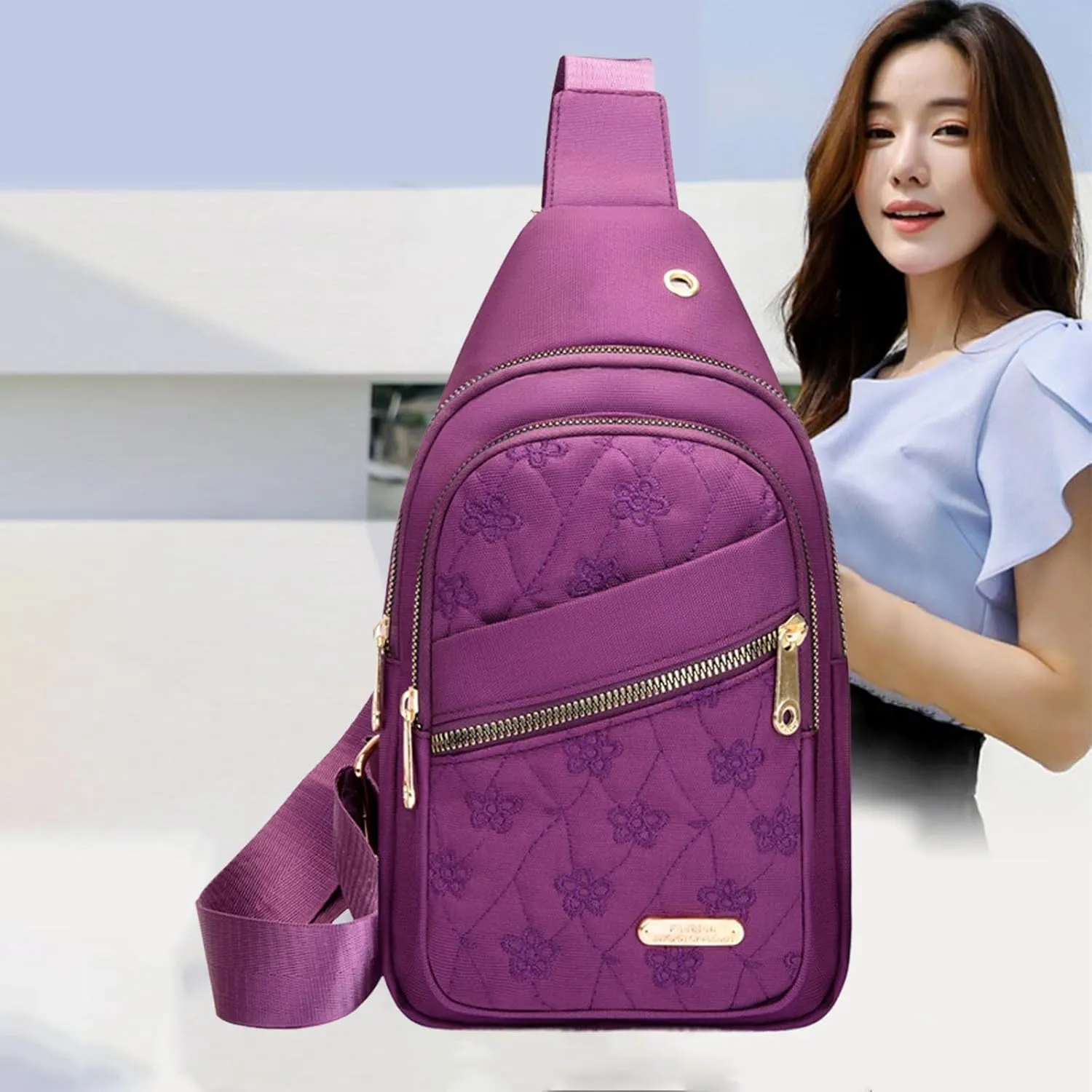 Sling Bag Crossbody Sling Backpack Chest Bag Shoulder Backpack Multipurpose Crossbody Shoulder Bag for Man, Women (Purple)