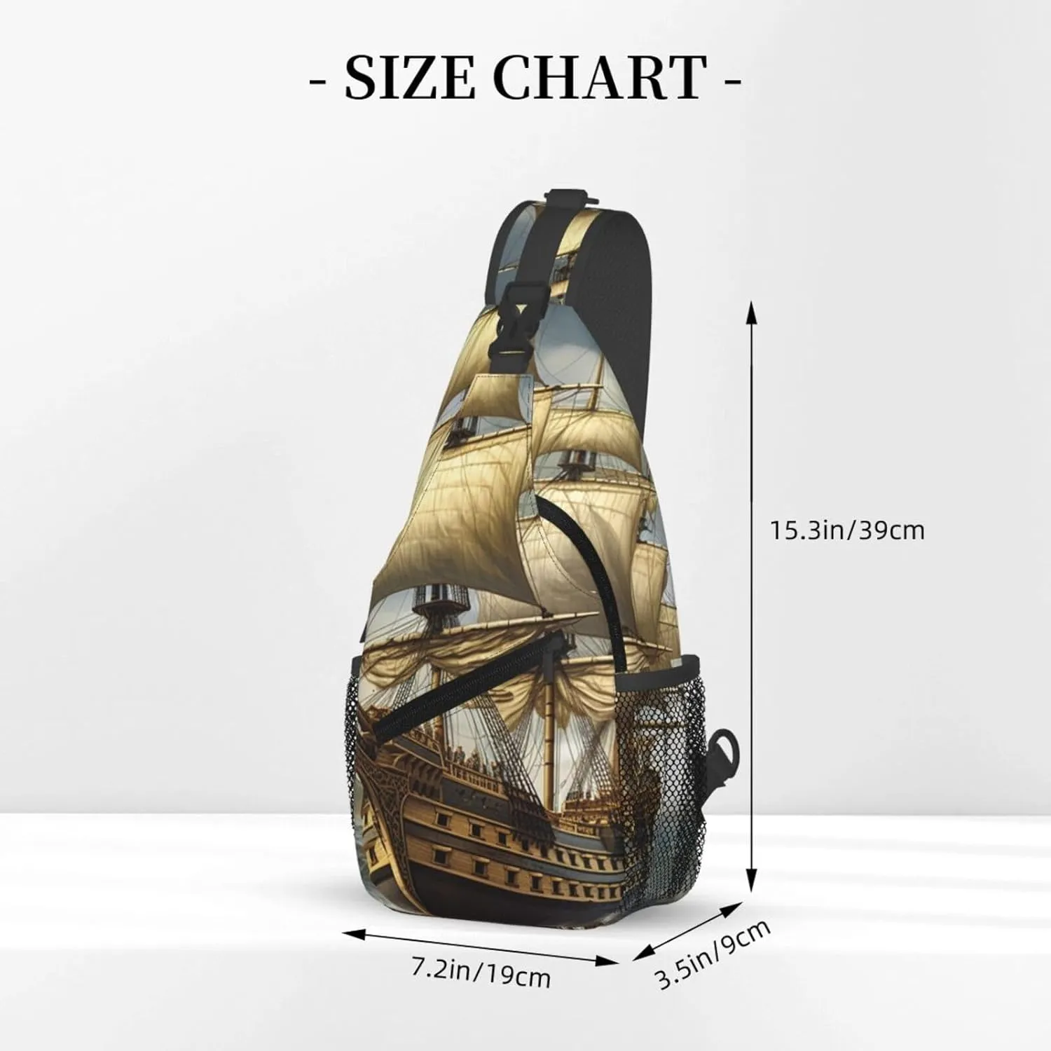Sling Bag Crossbody Sling Backpack for Men Women Age of Discovery Ship Cross Chest Bag Travel Hiking Daypack