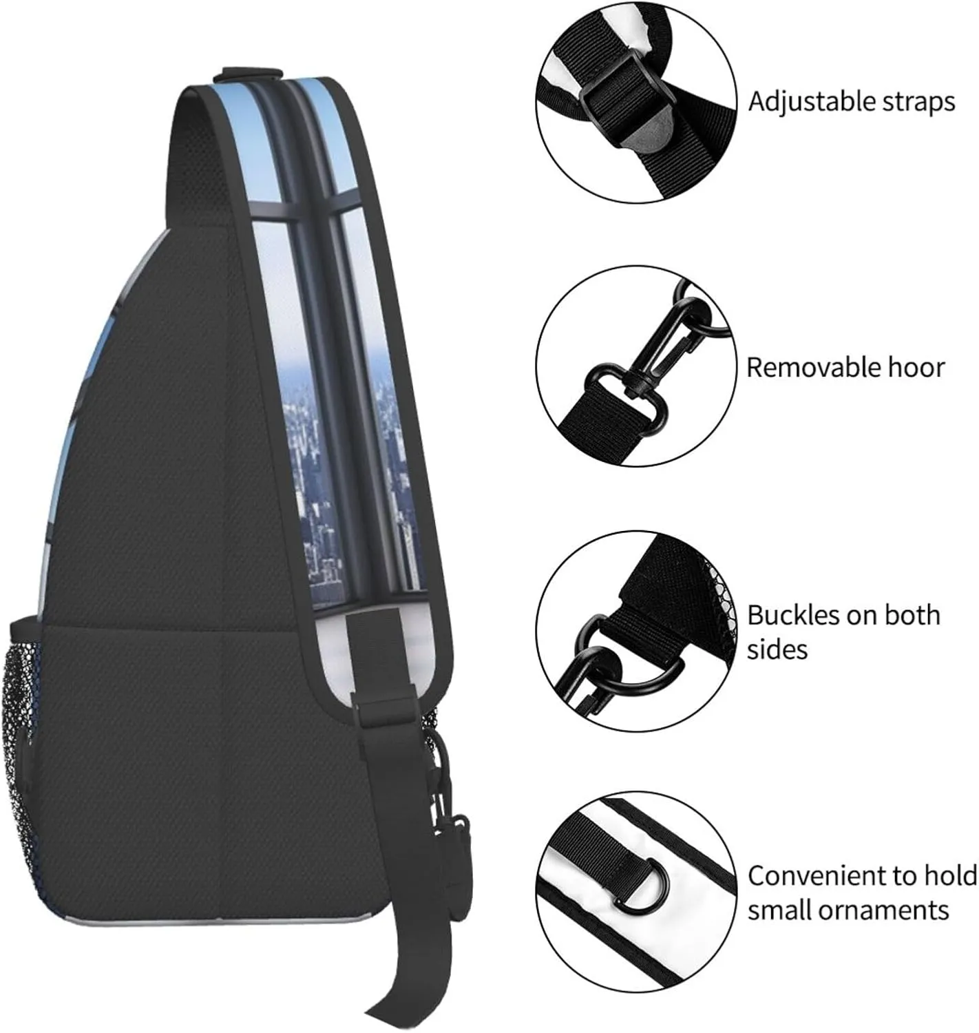 Sling Bag Crossbody Sling Backpack for Men Women Skyscraper Buildings Cross Chest Bag Travel Hiking Daypack