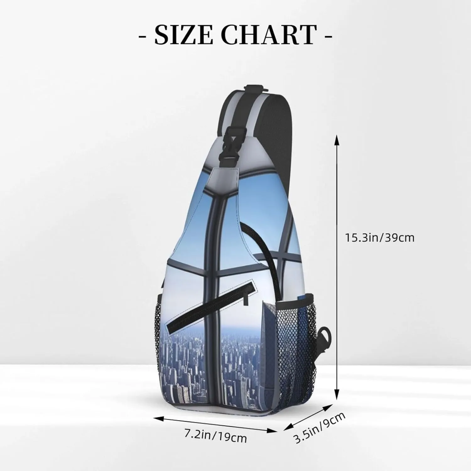 Sling Bag Crossbody Sling Backpack for Men Women Skyscraper Buildings Cross Chest Bag Travel Hiking Daypack
