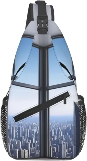 Sling Bag Crossbody Sling Backpack for Men Women Skyscraper Buildings Cross Chest Bag Travel Hiking Daypack