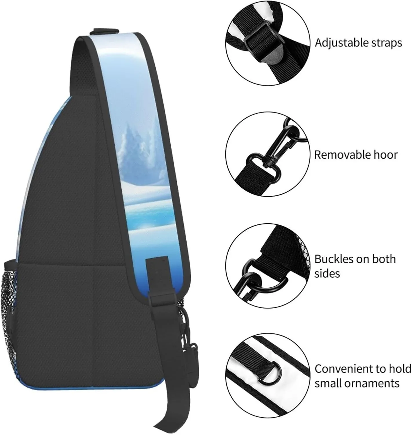 Sling Bag Crossbody Sling Backpack for Men Women Snow Ice World Cross Chest Bag Travel Hiking Daypack