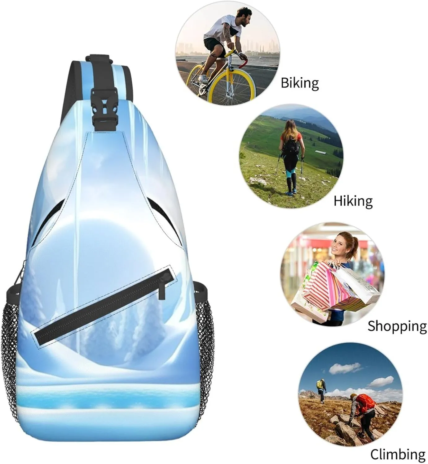 Sling Bag Crossbody Sling Backpack for Men Women Snow Ice World Cross Chest Bag Travel Hiking Daypack