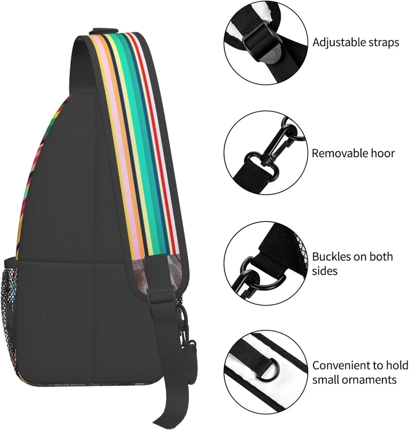 Sling Bag Crossbody Sling Backpack for Men Women Stripes Backdrop Cross Chest Bag Travel Hiking Daypack
