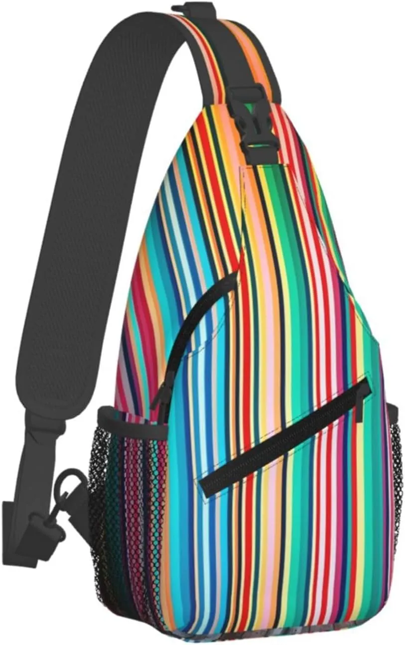 Sling Bag Crossbody Sling Backpack for Men Women Stripes Backdrop Cross Chest Bag Travel Hiking Daypack