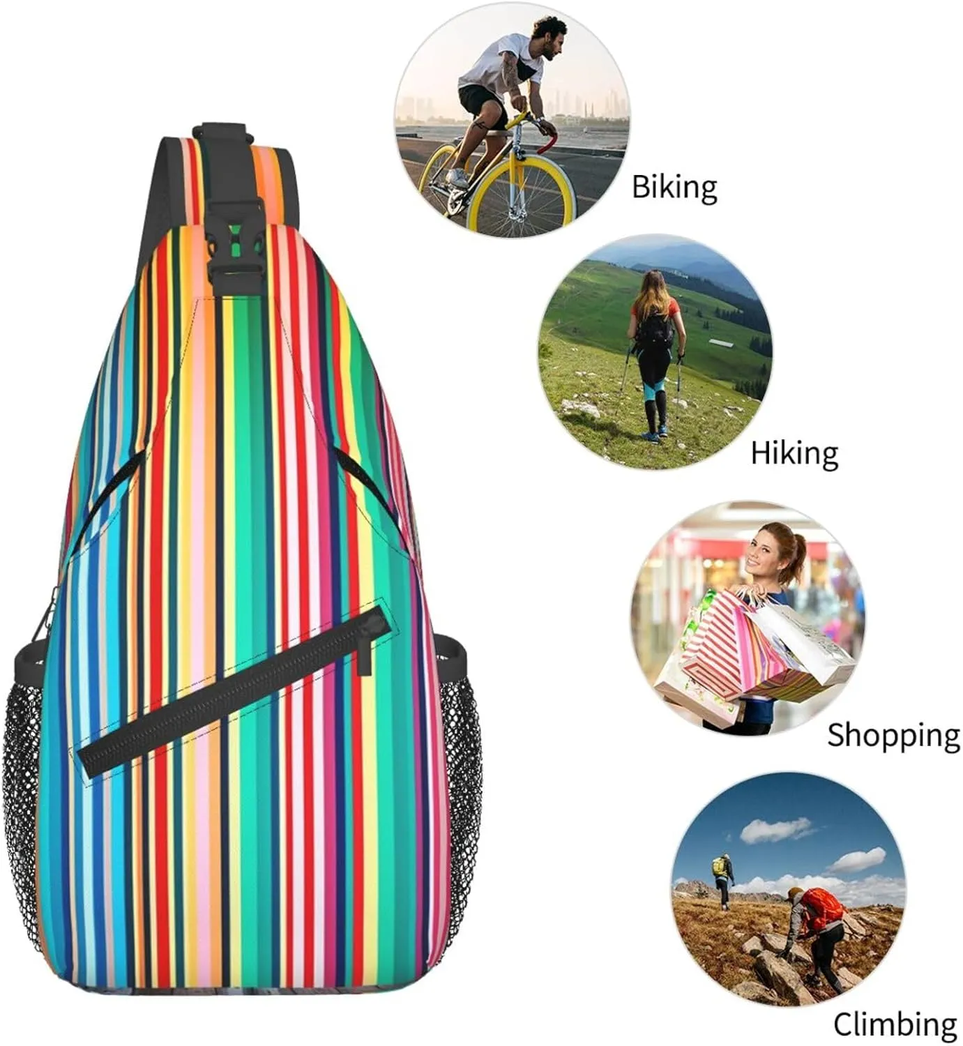 Sling Bag Crossbody Sling Backpack for Men Women Stripes Backdrop Cross Chest Bag Travel Hiking Daypack