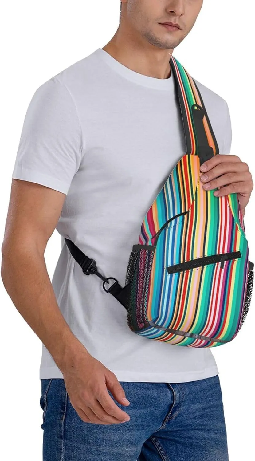 Sling Bag Crossbody Sling Backpack for Men Women Stripes Backdrop Cross Chest Bag Travel Hiking Daypack