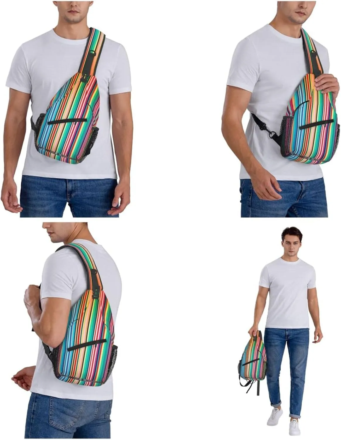 Sling Bag Crossbody Sling Backpack for Men Women Stripes Backdrop Cross Chest Bag Travel Hiking Daypack