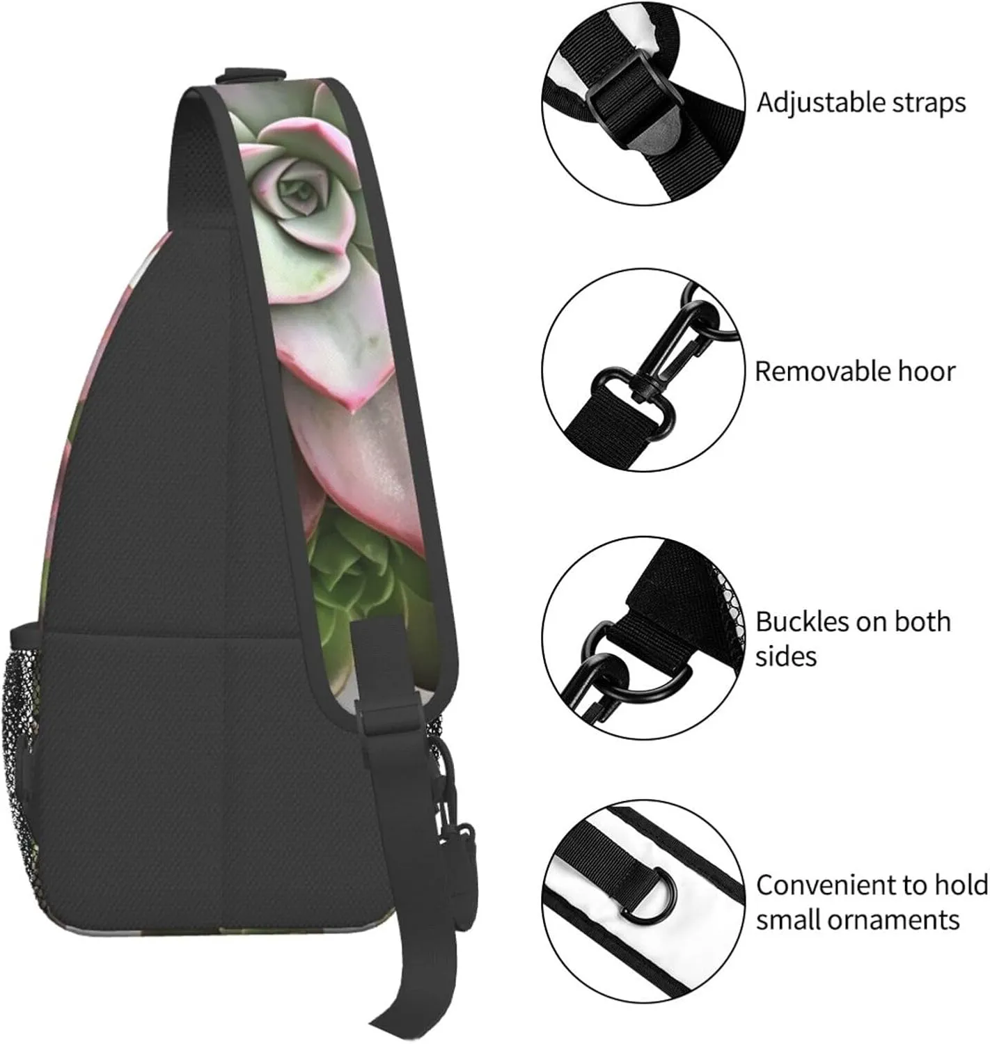 Sling Bag Crossbody Sling Backpack for Men Women Succulent Botanical Cross Chest Bag Travel Hiking Daypack