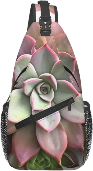 Sling Bag Crossbody Sling Backpack for Men Women Succulent Botanical Cross Chest Bag Travel Hiking Daypack