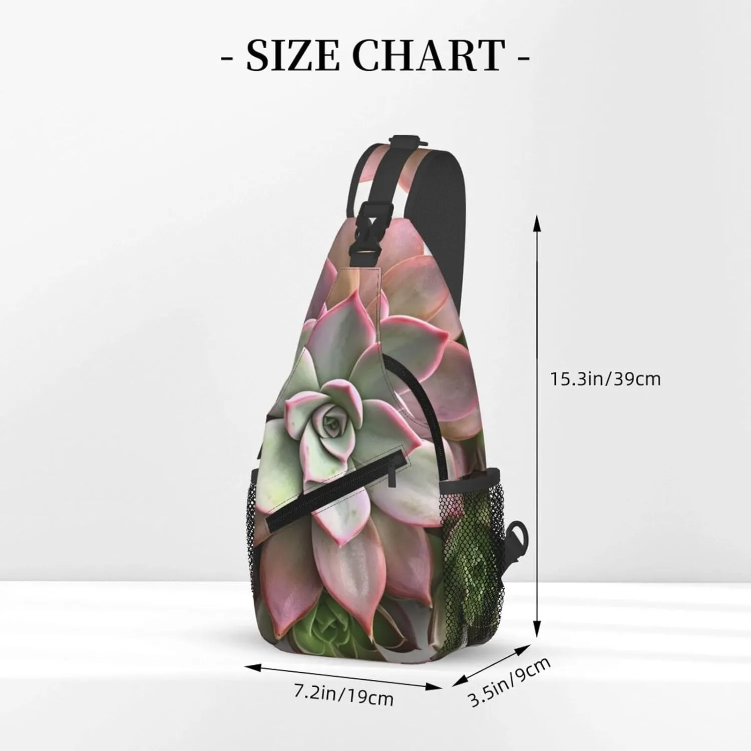 Sling Bag Crossbody Sling Backpack for Men Women Succulent Botanical Cross Chest Bag Travel Hiking Daypack