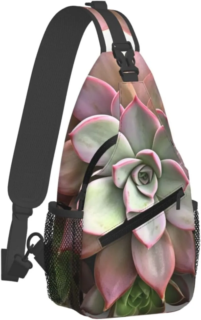 Sling Bag Crossbody Sling Backpack for Men Women Succulent Botanical Cross Chest Bag Travel Hiking Daypack