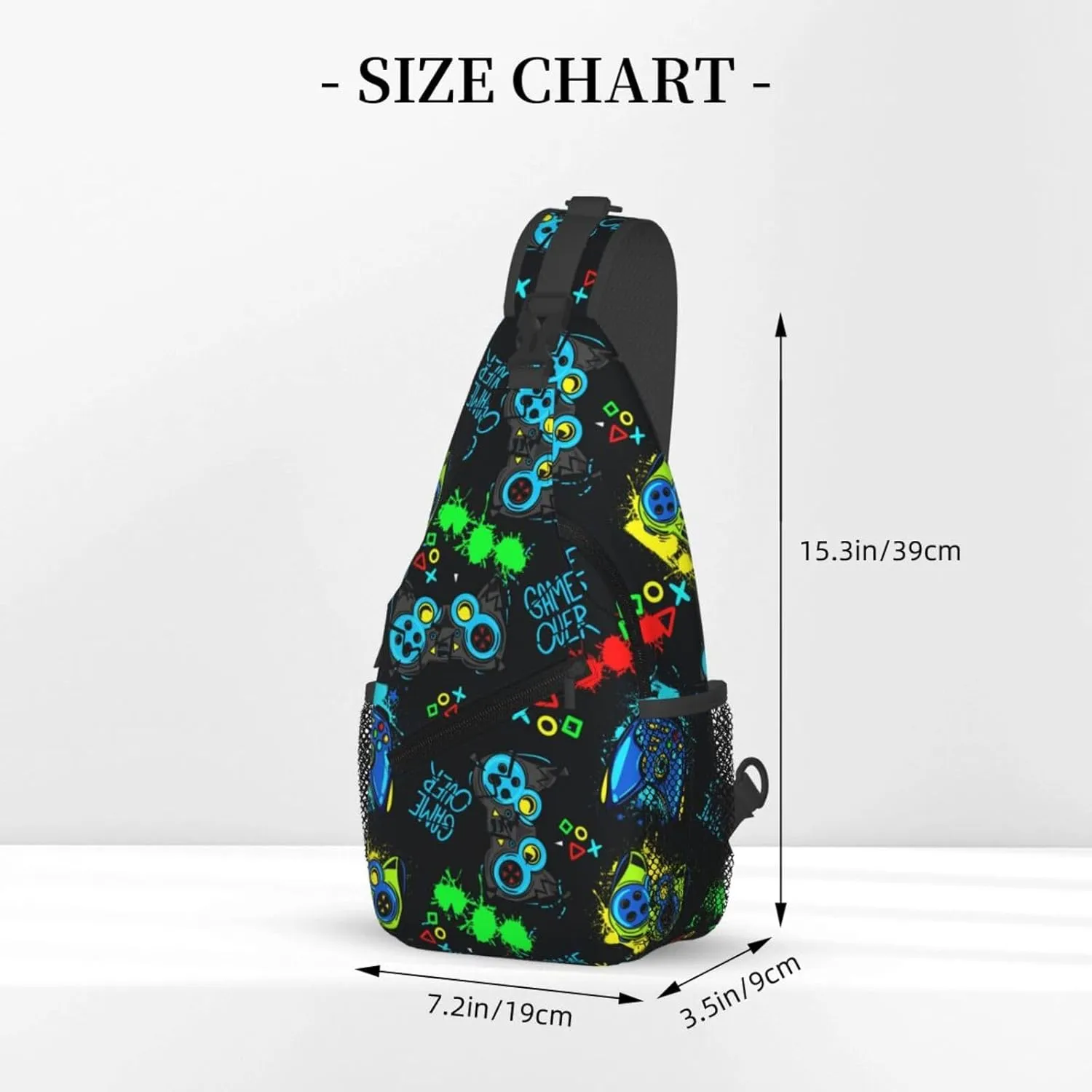 Sling Bag Crossbody Sling Backpack for Women Men Travel Hiking Daypack Chest Shoulder Bag (for Video Game WeaponPattern)