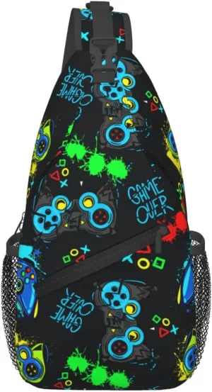 Sling Bag Crossbody Sling Backpack for Women Men Travel Hiking Daypack Chest Shoulder Bag (for Video Game WeaponPattern)