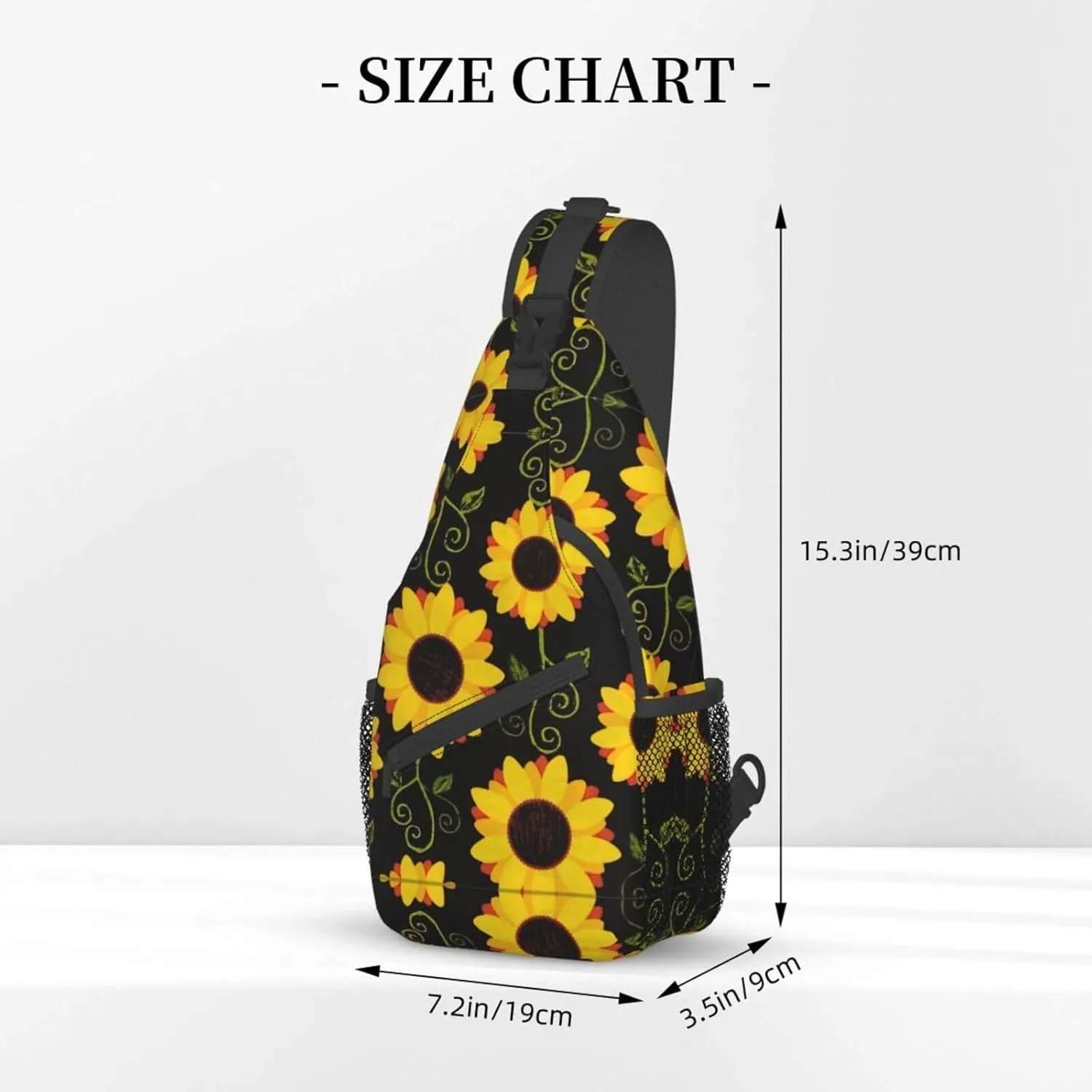 Sling Bag Floral Rose With Leaves Spring Print Sling Backpack Crossbody Chest Bag Daypack For Hiking Travel