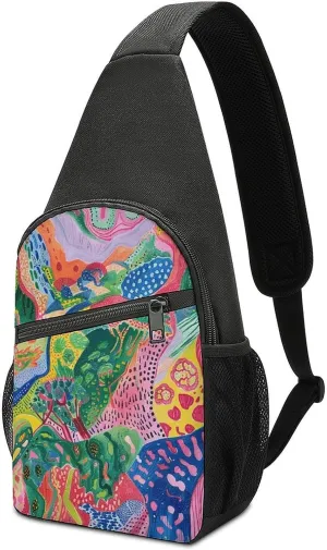 Sling Bag for Men Crossbody Bags for Women Fanny Packs Colorful Abstract Painting Chest Bag for Work Travel
