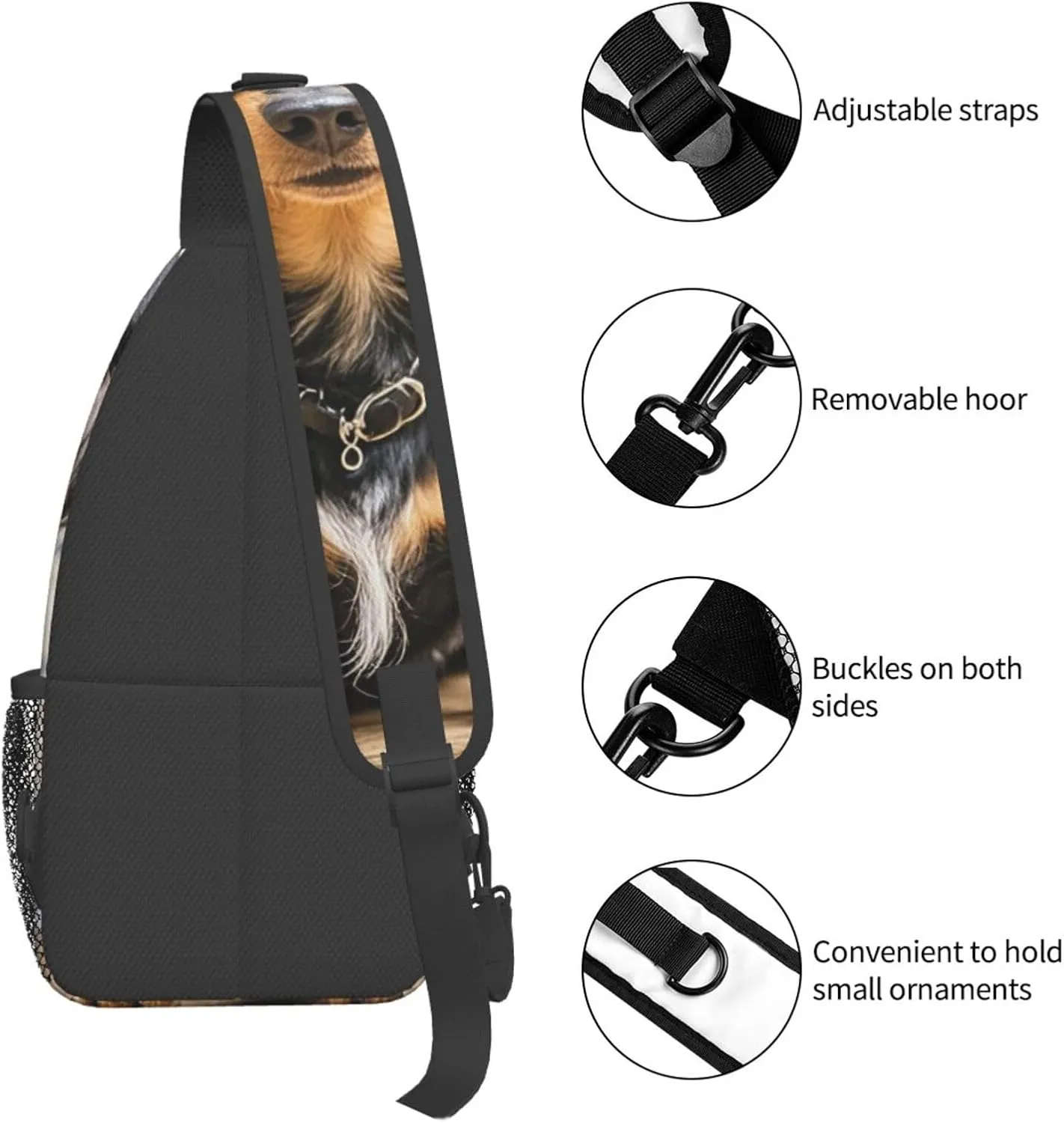 Sling Bag for Men Women Crossbody Backpack Long haired Dachshund Crossbody Bag Chest Bag for Travel Sport