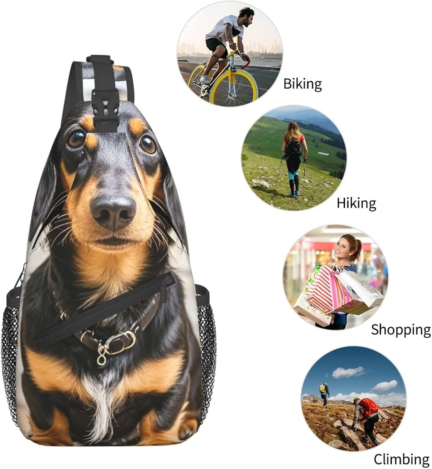 Sling Bag for Men Women Crossbody Backpack Long haired Dachshund Crossbody Bag Chest Bag for Travel Sport