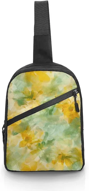 Sling Bag for Men Women Flower Art Style Sling Backpack Chest Bag Casual Daypack Crossbody Bag for Travel
