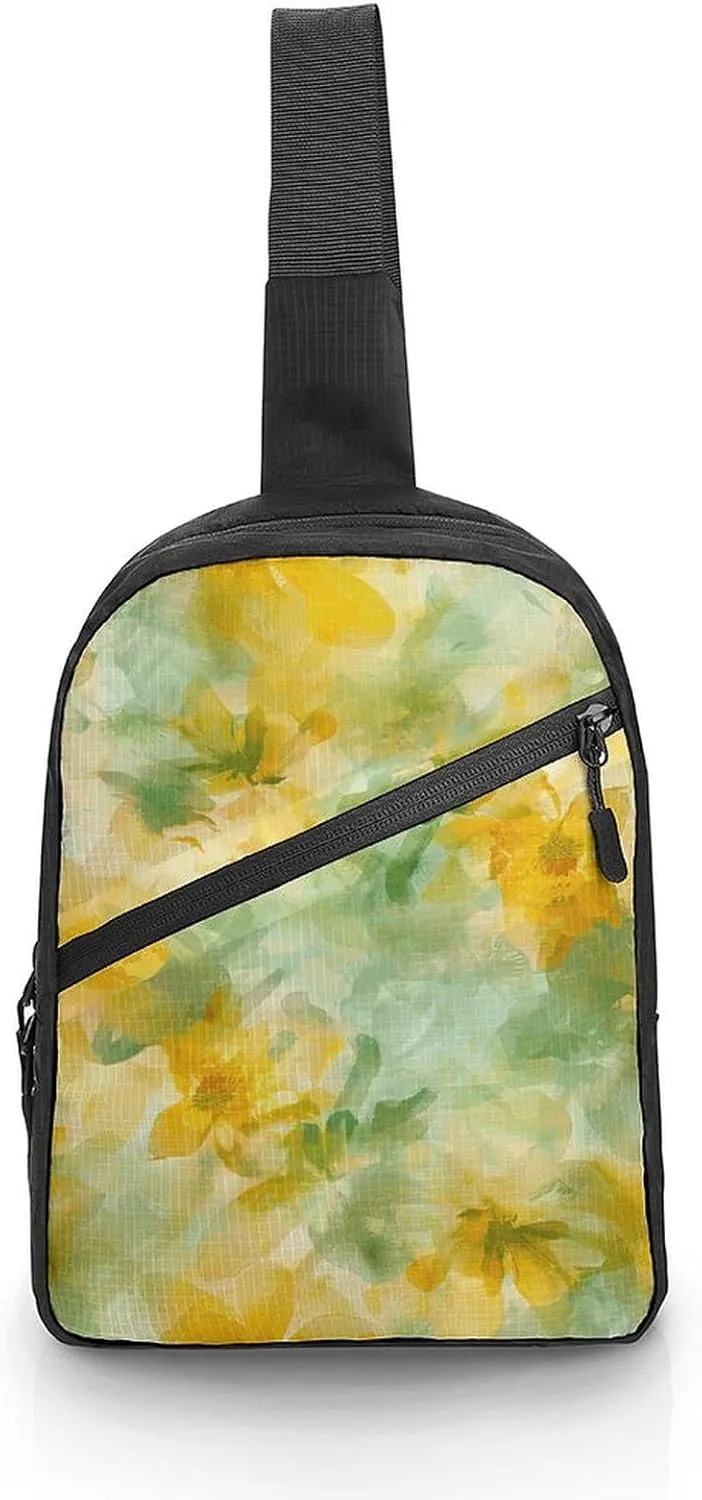Sling Bag for Men Women Flower Art Style Sling Backpack Chest Bag Casual Daypack Crossbody Bag for Travel
