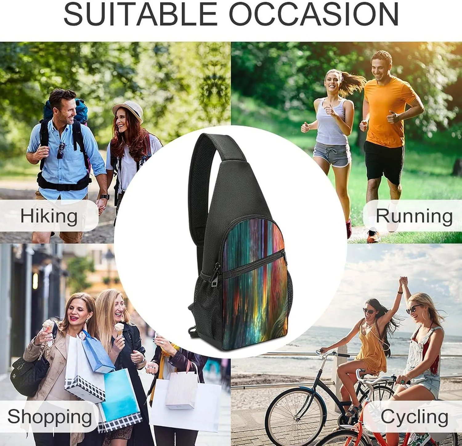 Sling Bag for Women Men Crossbody Bag Chest Bag Colorful Cute Pig Sling Backpack Fanny Packs Travel Hiking Daypack