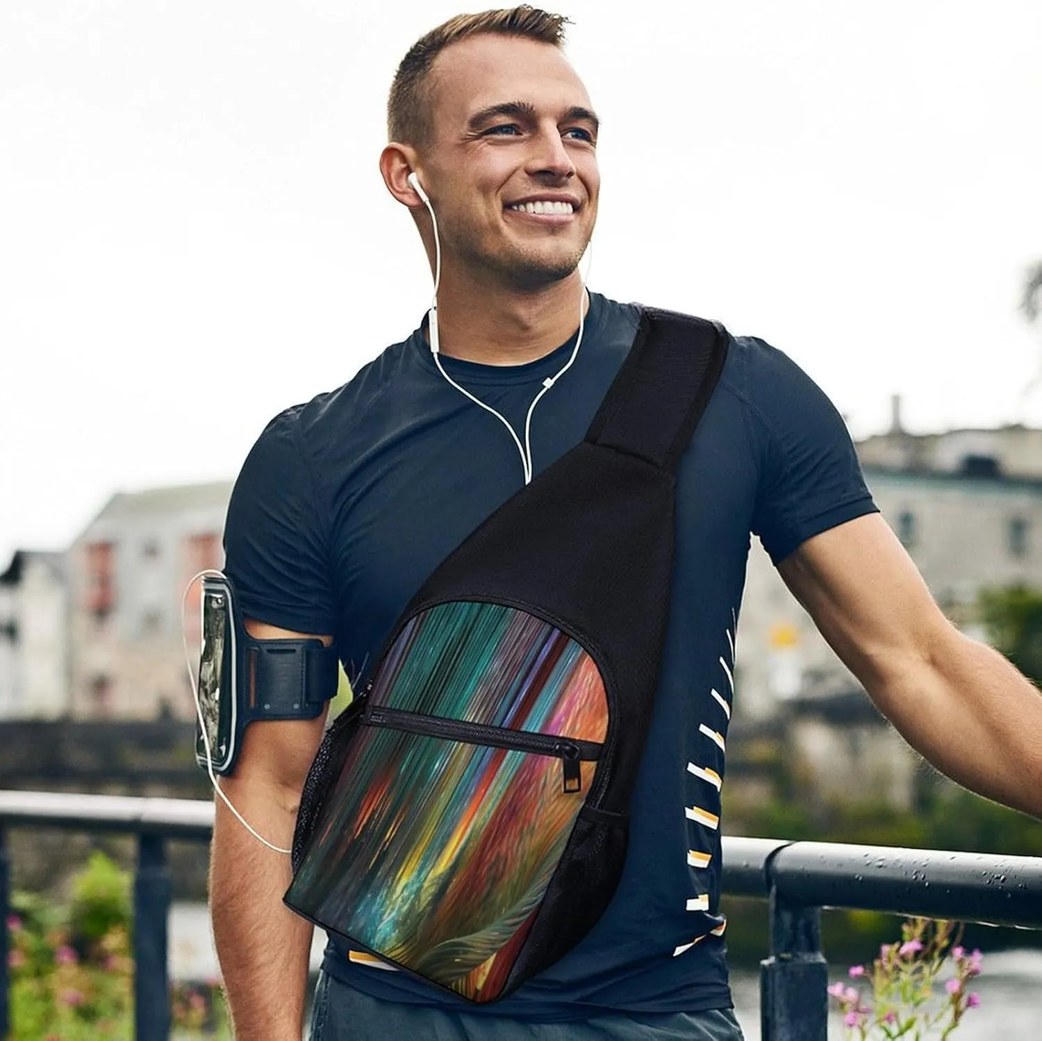 Sling Bag for Women Men Crossbody Bag Chest Bag Colorful Cute Pig Sling Backpack Fanny Packs Travel Hiking Daypack