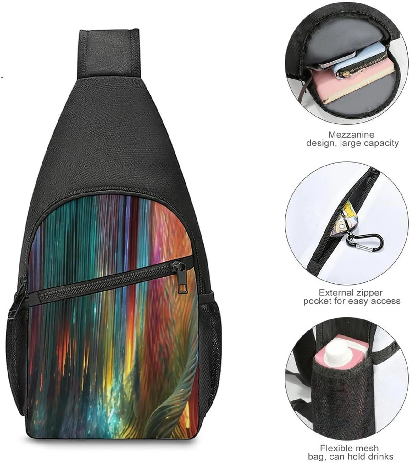Sling Bag for Women Men Crossbody Bag Chest Bag Colorful Cute Pig Sling Backpack Fanny Packs Travel Hiking Daypack
