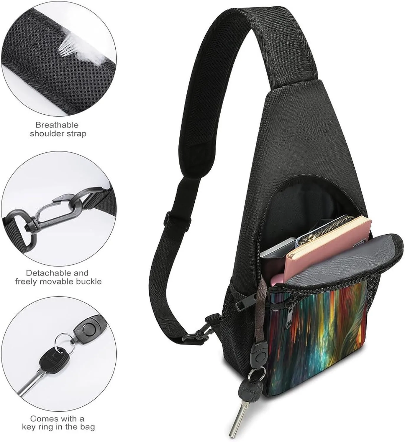 Sling Bag for Women Men Crossbody Bag Chest Bag Colorful Cute Pig Sling Backpack Fanny Packs Travel Hiking Daypack