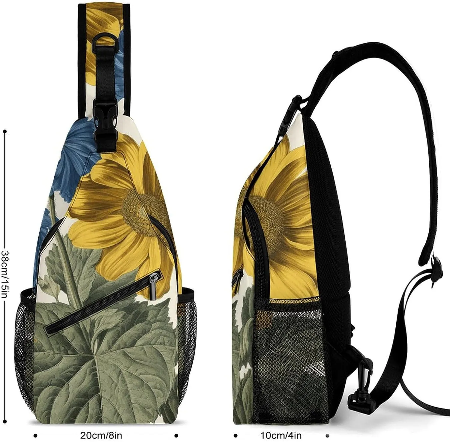 Sling Bag for Women Men Daypack A Yellow Flower Stem Chest Bag Crossbody Backpack for Hiking Travel