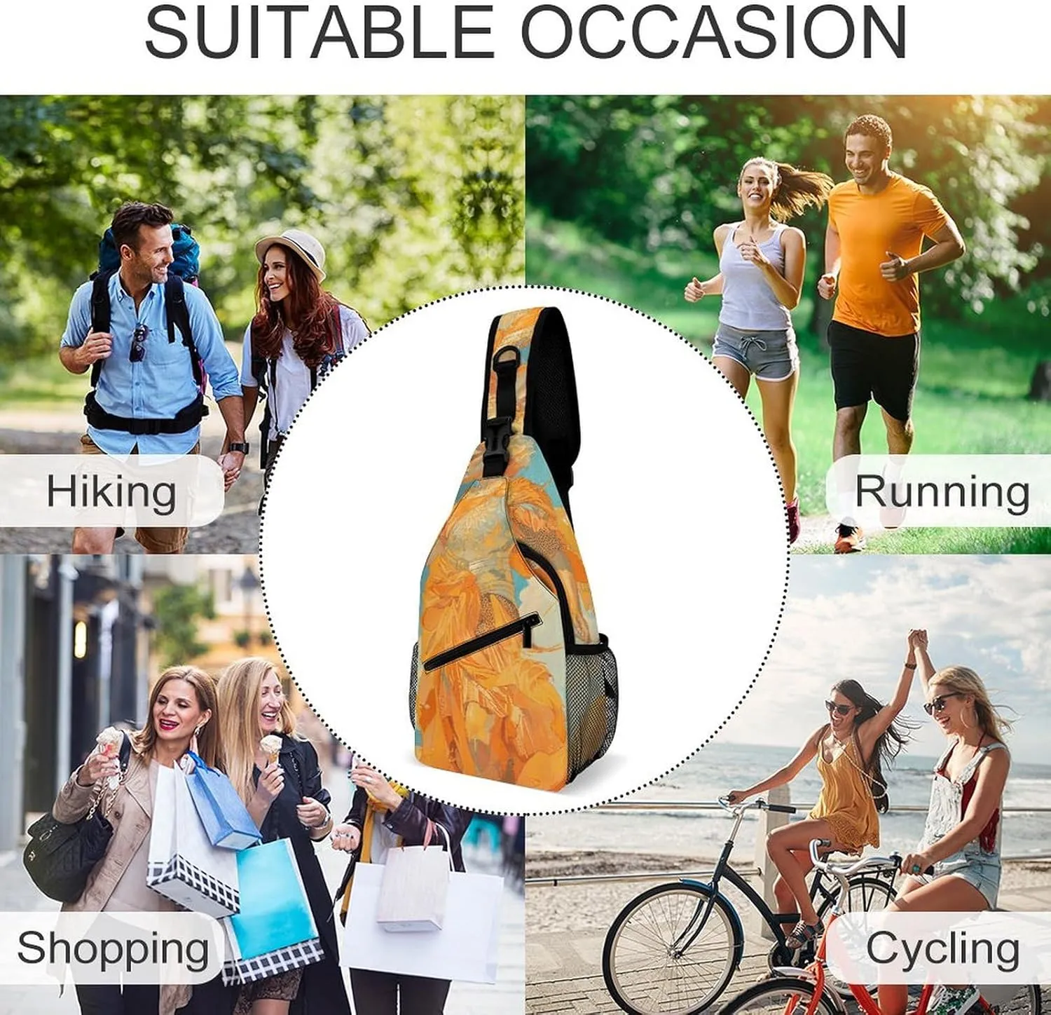 Sling Bag for Women Men Daypack Angel Holding Sword Chest Bag Crossbody Backpack for Hiking Travel