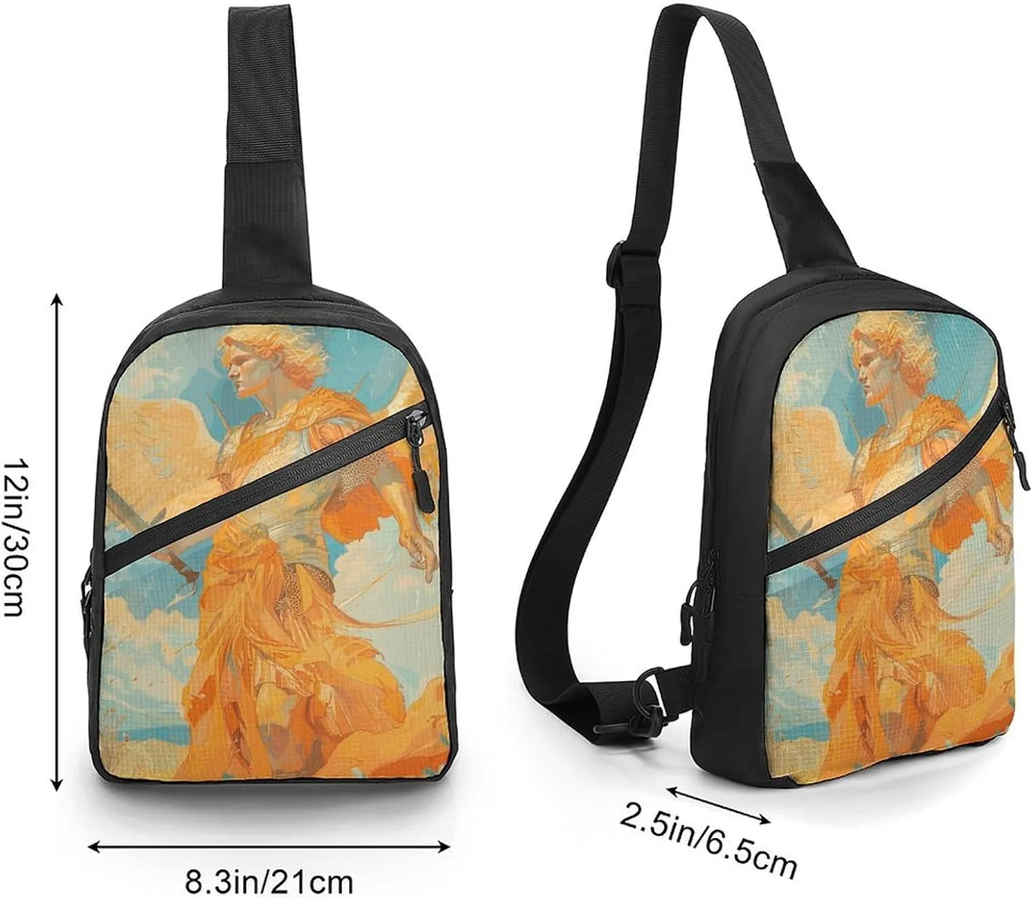 Sling Bag for Women Men Daypack Angel Holding Sword Chest Bag Crossbody Backpack for Hiking Travel