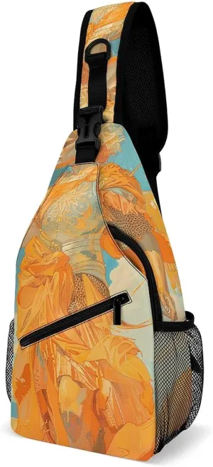 Sling Bag for Women Men Daypack Angel Holding Sword Chest Bag Crossbody Backpack for Hiking Travel