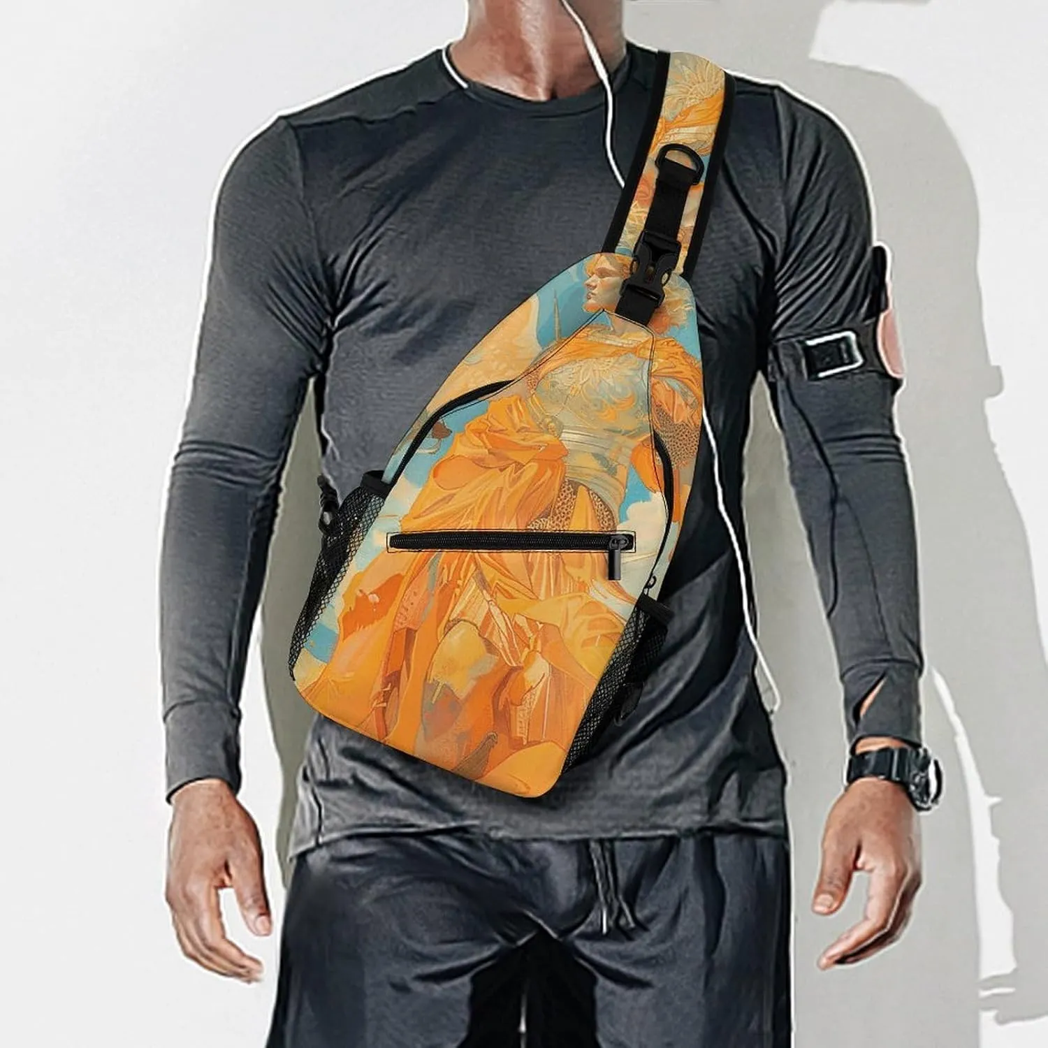 Sling Bag for Women Men Daypack Angel Holding Sword Chest Bag Crossbody Backpack for Hiking Travel