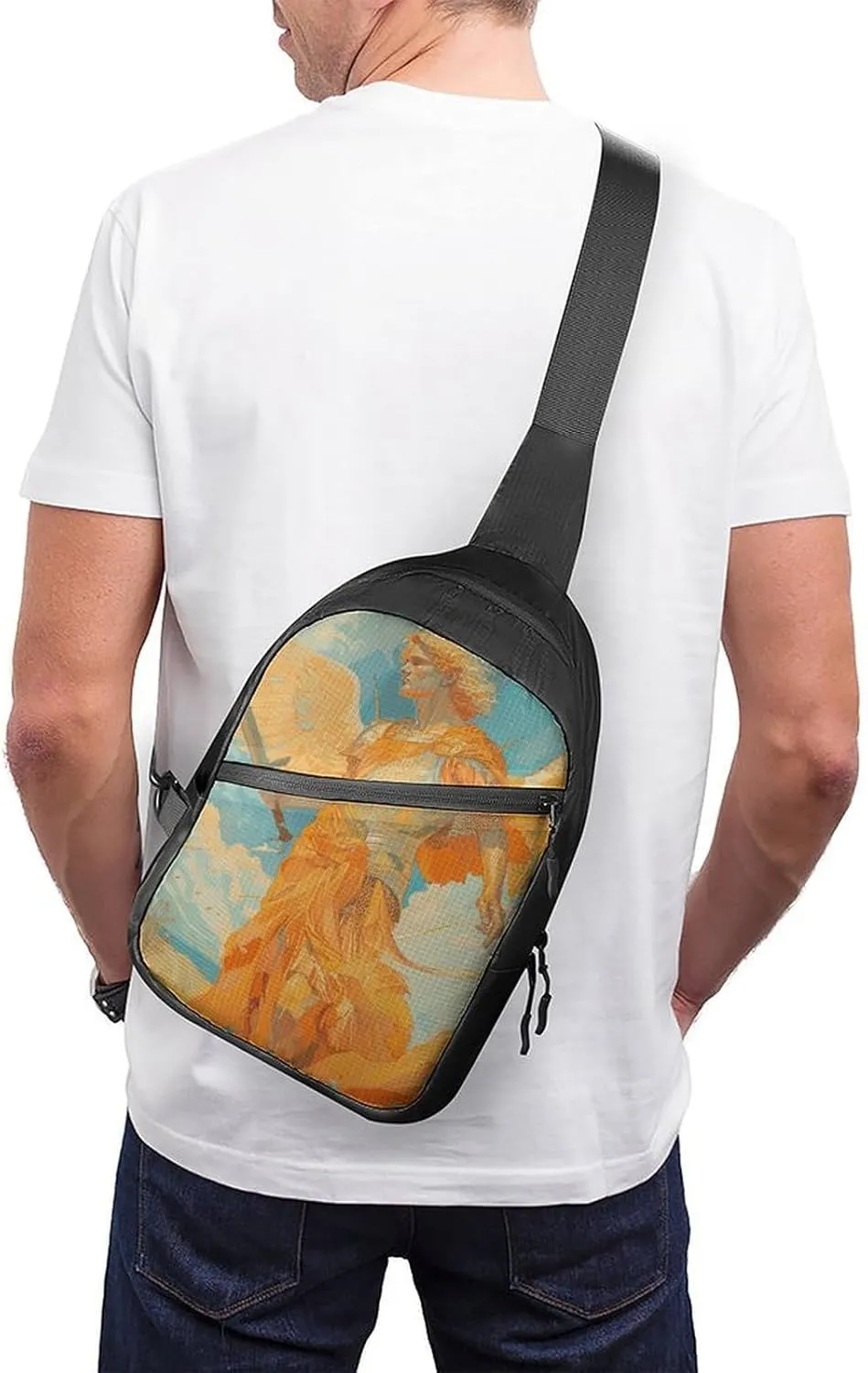 Sling Bag for Women Men Daypack Angel Holding Sword Chest Bag Crossbody Backpack for Hiking Travel