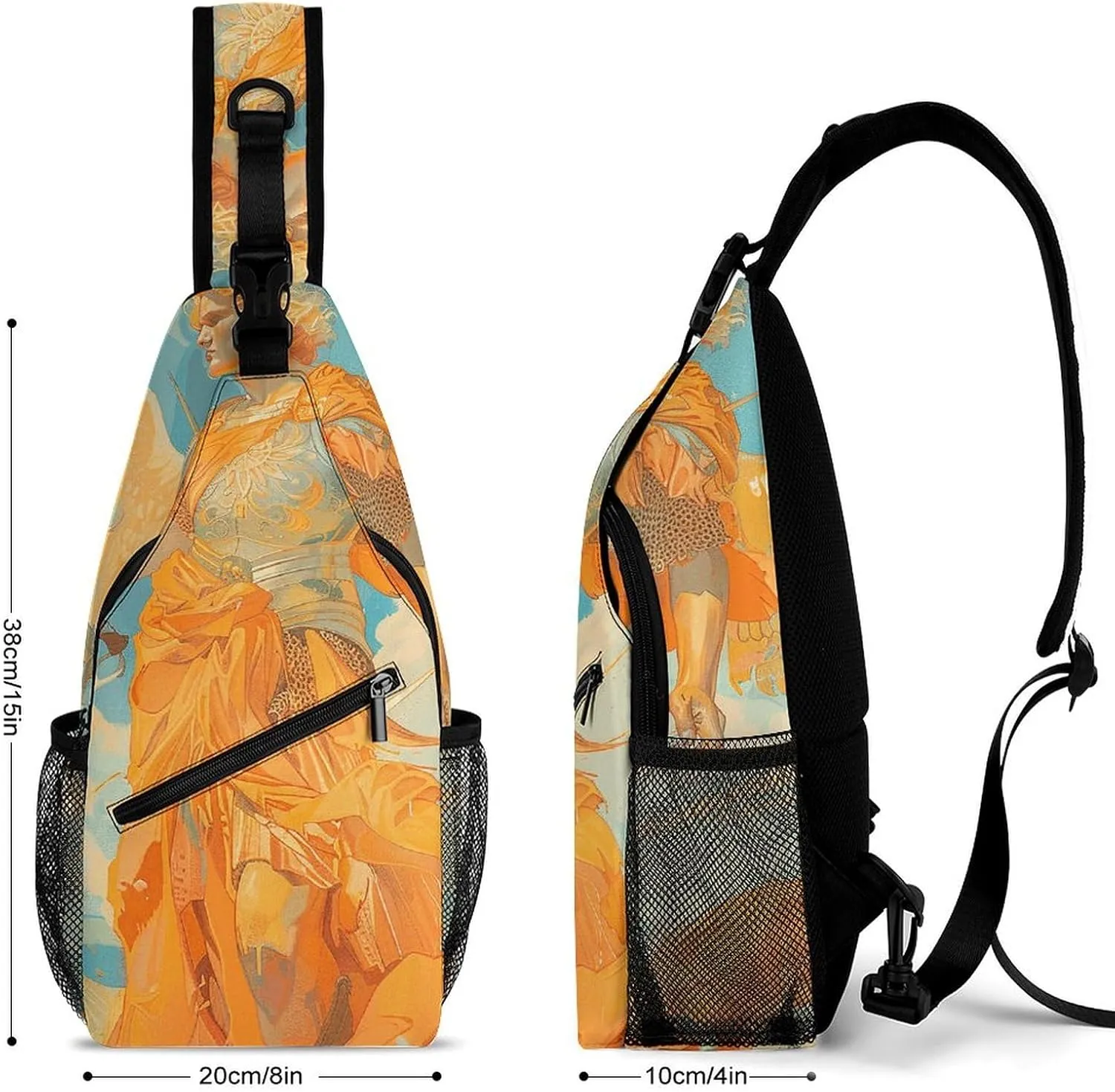 Sling Bag for Women Men Daypack Angel Holding Sword Chest Bag Crossbody Backpack for Hiking Travel