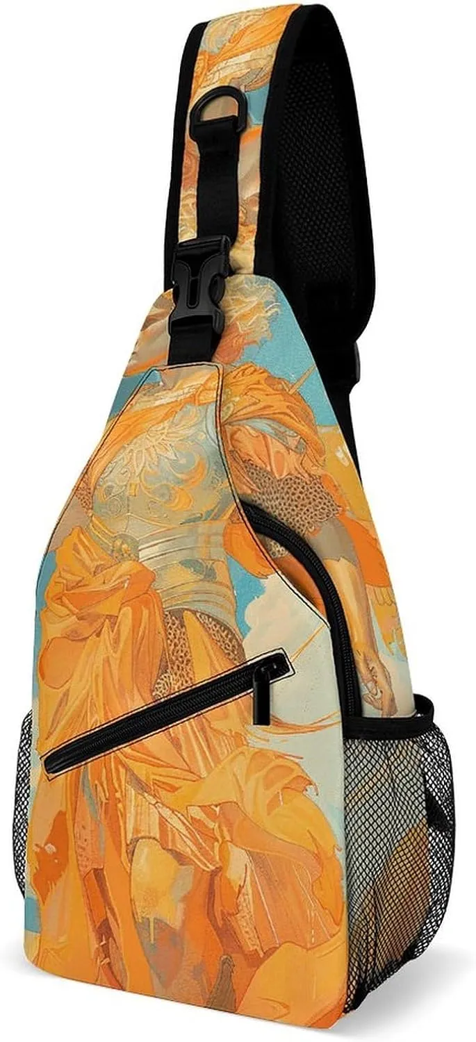Sling Bag for Women Men Daypack Angel Holding Sword Chest Bag Crossbody Backpack for Hiking Travel