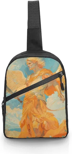 Sling Bag for Women Men Daypack Angel Holding Sword Chest Bag Crossbody Backpack for Hiking Travel