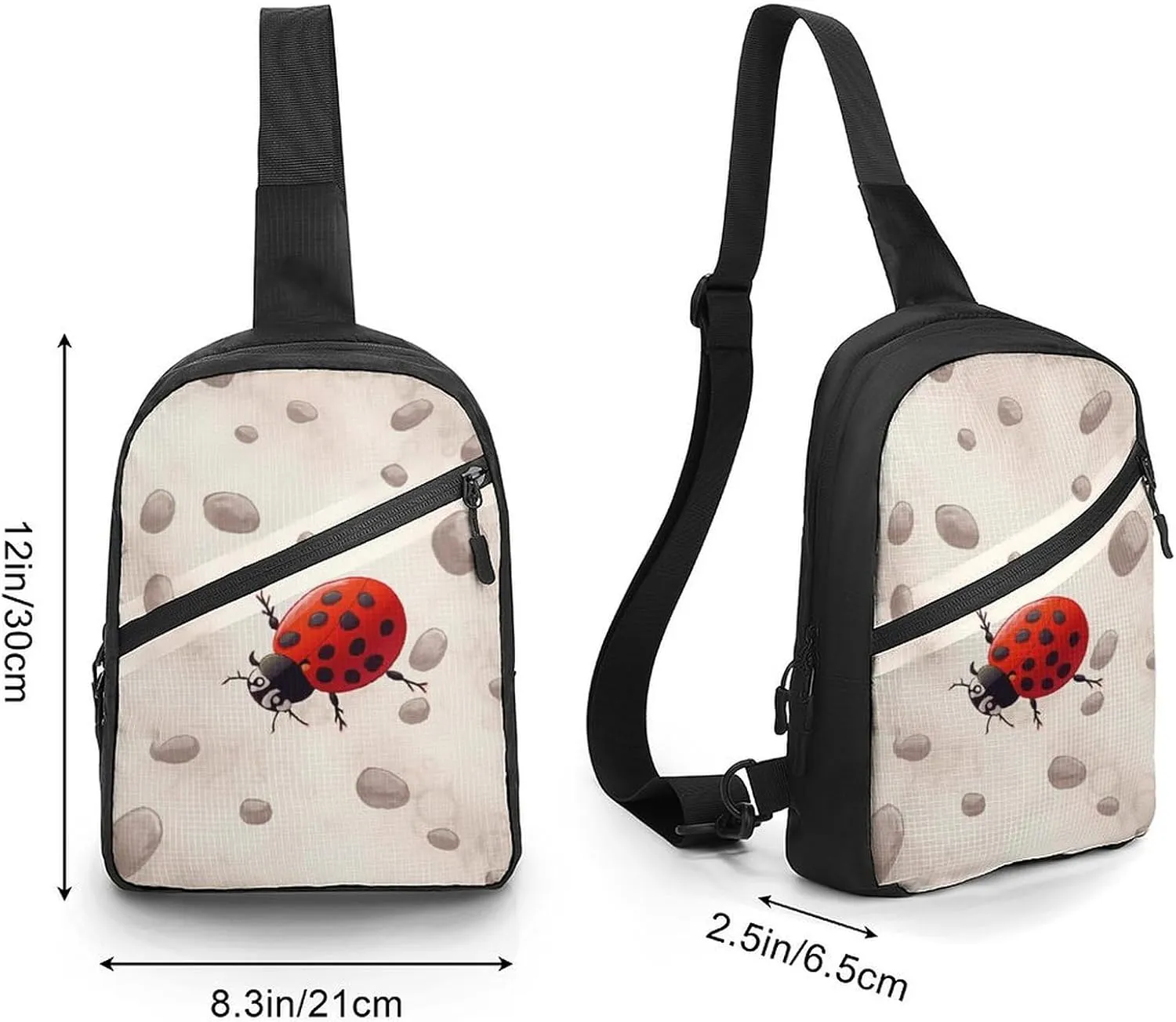 Sling Bag for Women Men Daypack Art Ladybug Tracks Chest Bag Crossbody Backpack for Hiking Travel