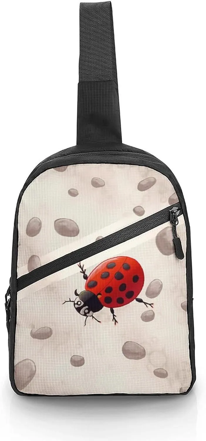 Sling Bag for Women Men Daypack Art Ladybug Tracks Chest Bag Crossbody Backpack for Hiking Travel