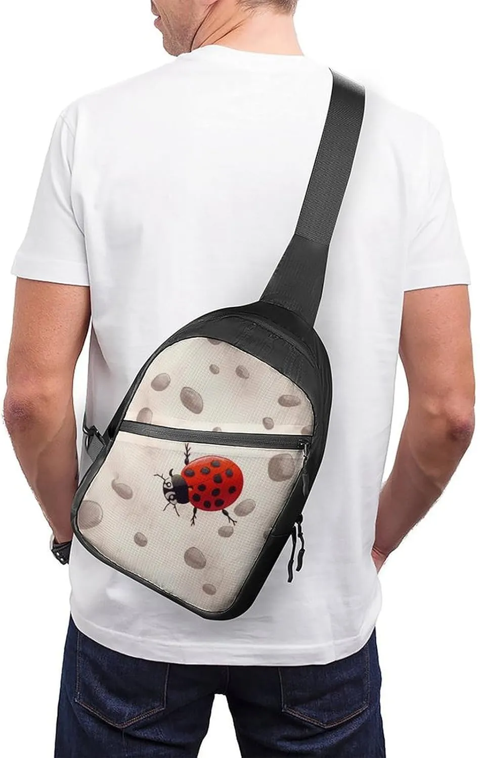 Sling Bag for Women Men Daypack Art Ladybug Tracks Chest Bag Crossbody Backpack for Hiking Travel