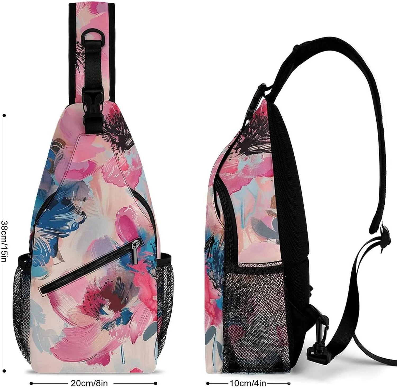 Sling Bag for Women Men Daypack Beautiful Flower Images Chest Bag Crossbody Backpack for Hiking Travel