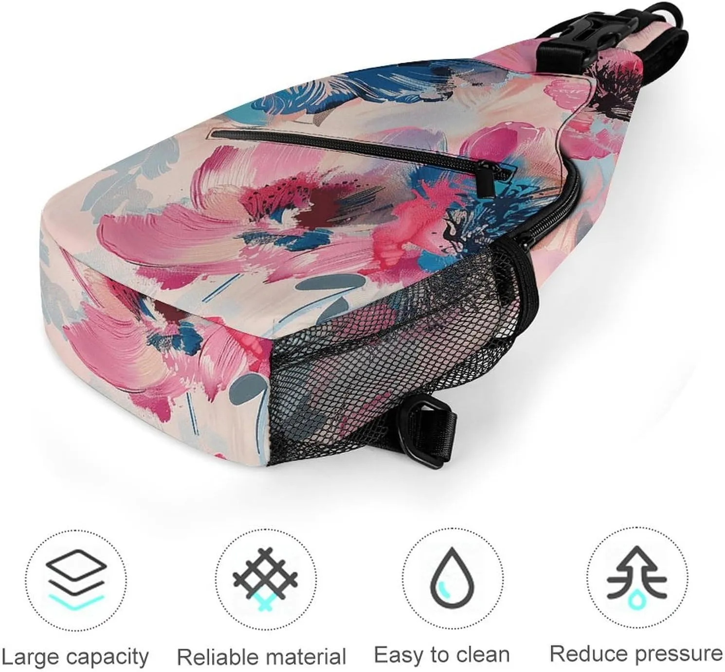Sling Bag for Women Men Daypack Beautiful Flower Images Chest Bag Crossbody Backpack for Hiking Travel