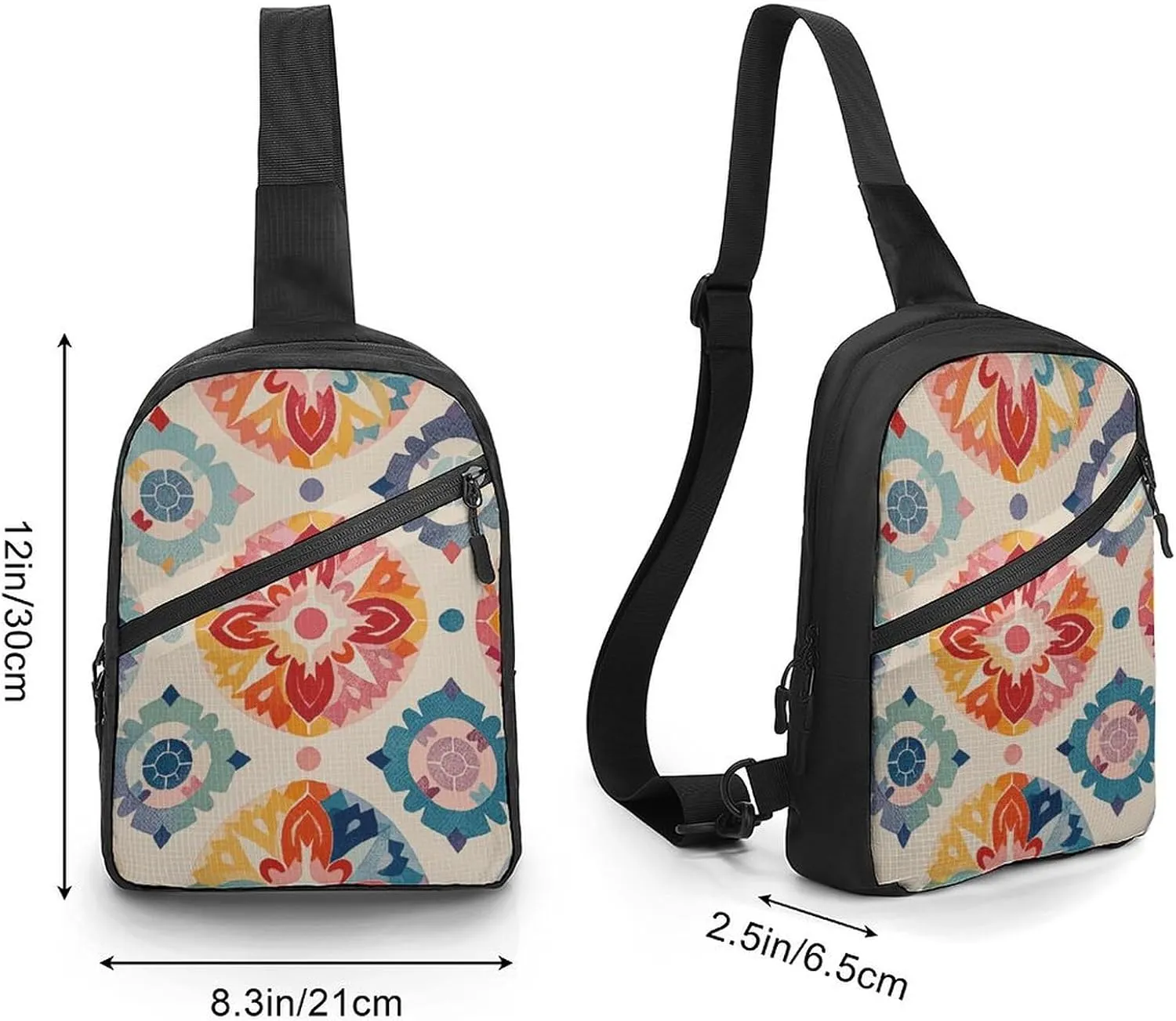 Sling Bag for Women Men Daypack Color Medallion Pattern Chest Bag Crossbody Backpack for Hiking Travel