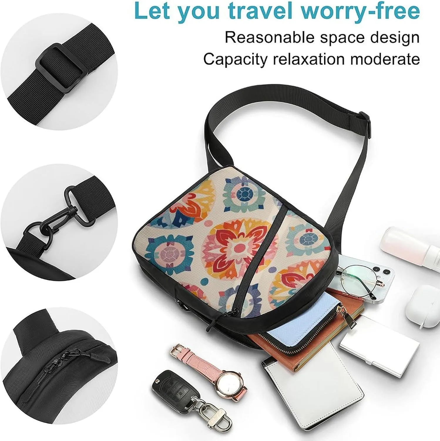 Sling Bag for Women Men Daypack Color Medallion Pattern Chest Bag Crossbody Backpack for Hiking Travel