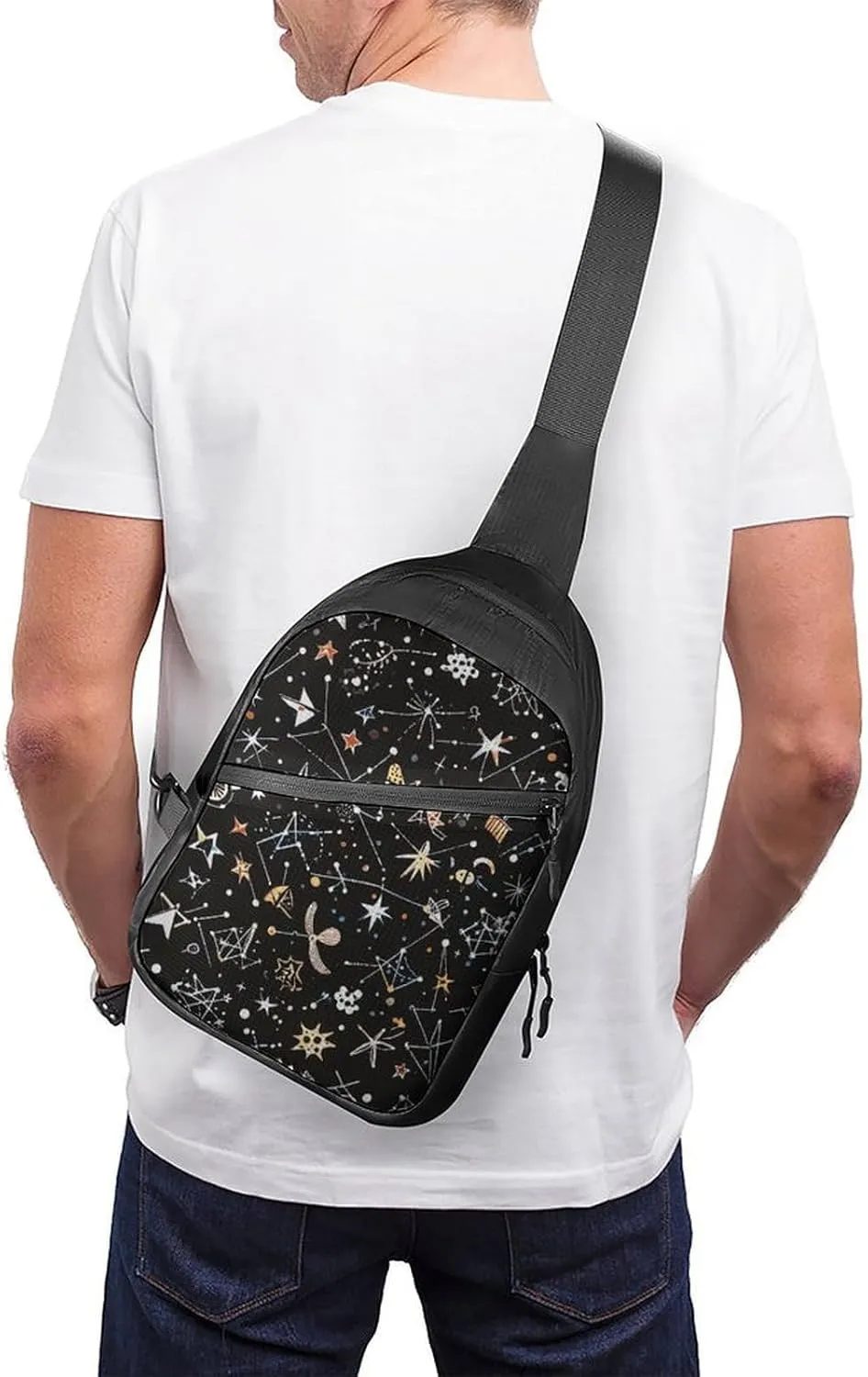Sling Bag for Women Men Daypack Constellation Pattern Chest Bag Crossbody Backpack for Hiking Travel