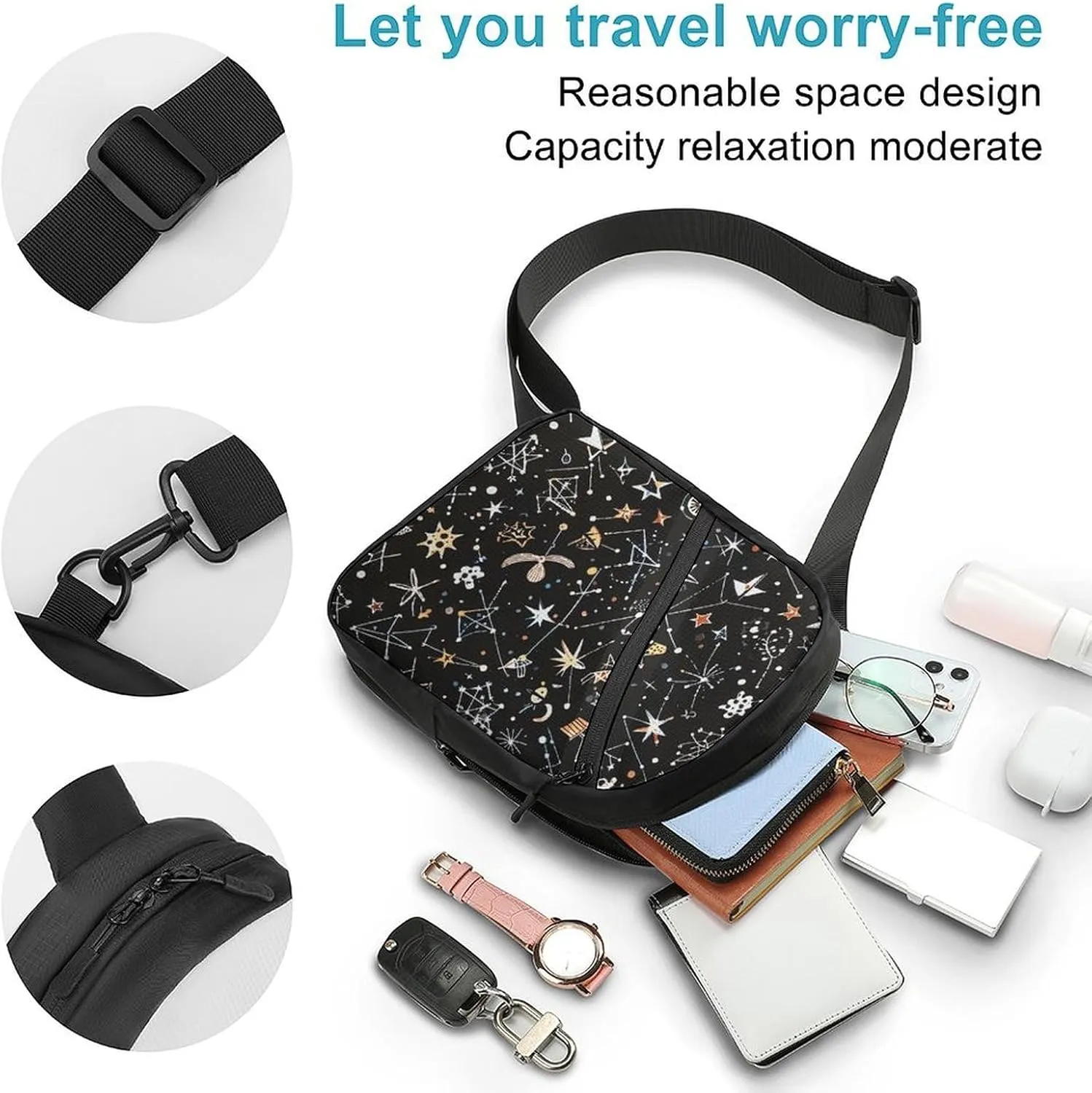 Sling Bag for Women Men Daypack Constellation Pattern Chest Bag Crossbody Backpack for Hiking Travel